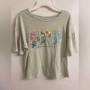 Caution To The Wind Botanical Garden Tee in Sage